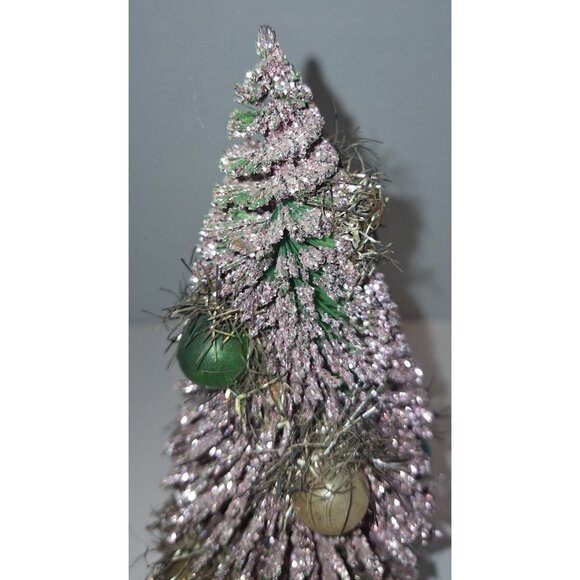 vintage 10 inch pink glitter bottle brush tree mercury ornaments - Picture 5 of 16